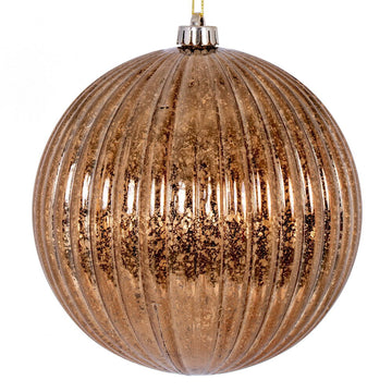 Mocha Shiny Lined Mercury Bauble - Various Sizes