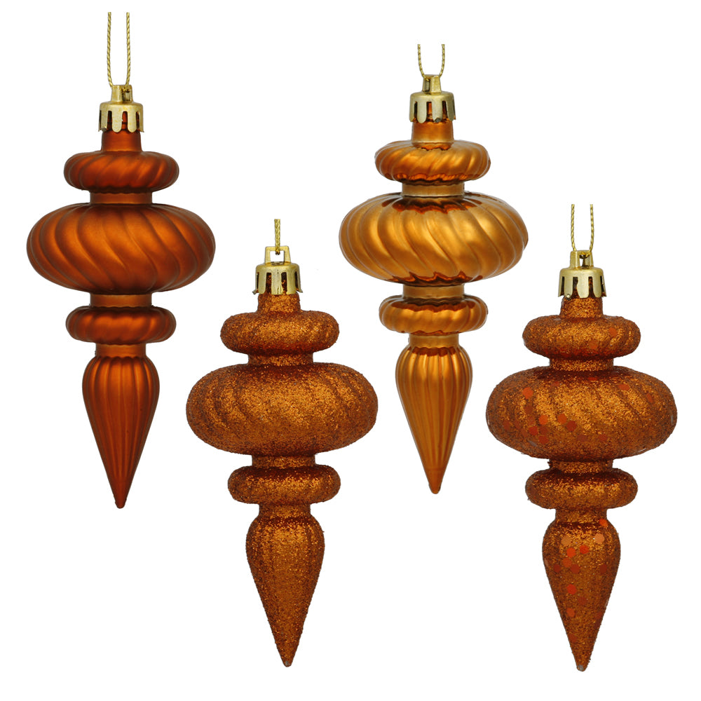 Burnished Orange Finial Ornament - Box of 8