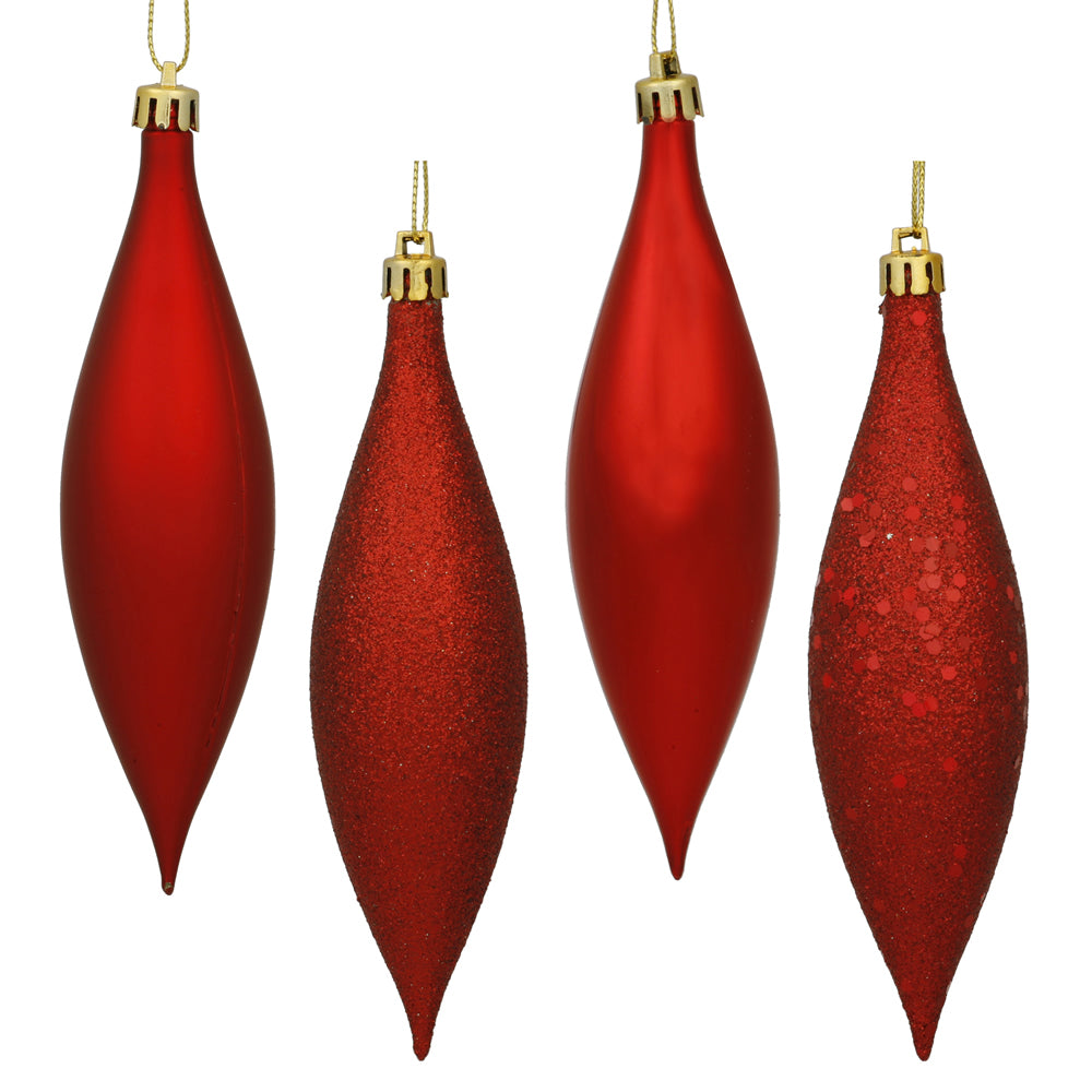 Red Drop Finial Ornament - Box of 8