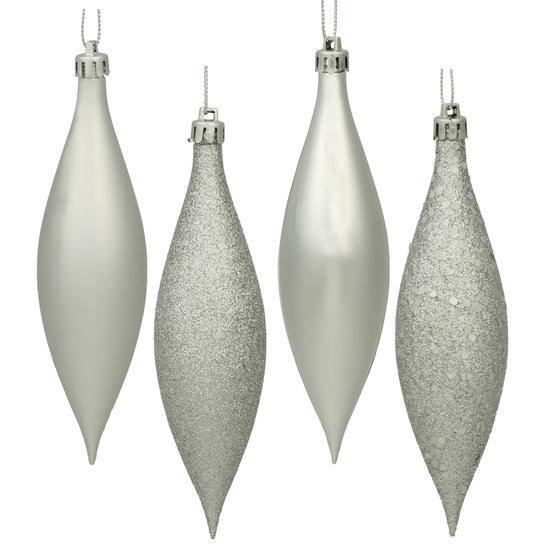 Silver Drop Finial Ornament - Box of 8