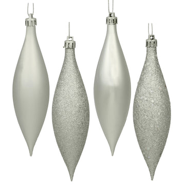 Silver Drop Finial Ornament - Box of 8