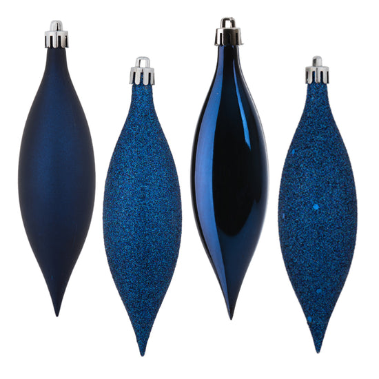 Midnight Blue Drop Finial Ornament - Box of 8