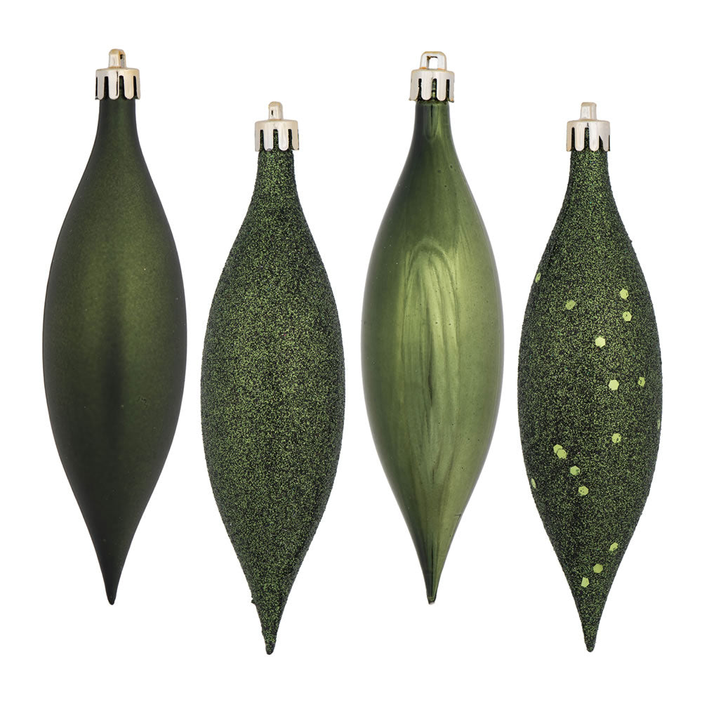 Moss Green Drop Finial Ornament - Box of 8