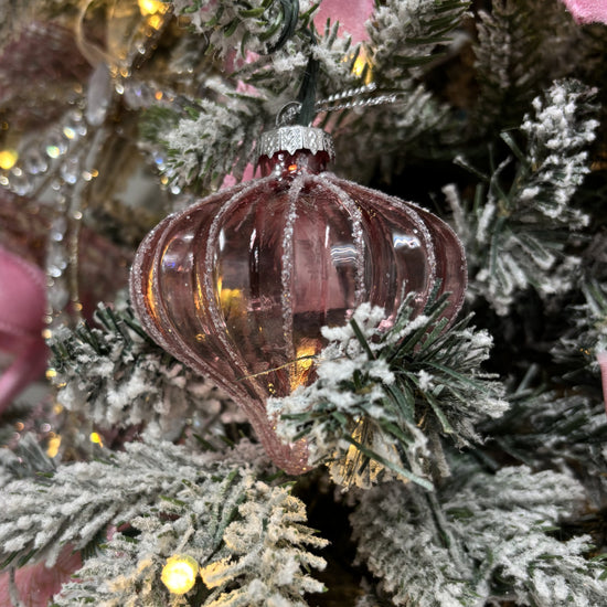 Pink Glitter Glass Onion - My Christmas