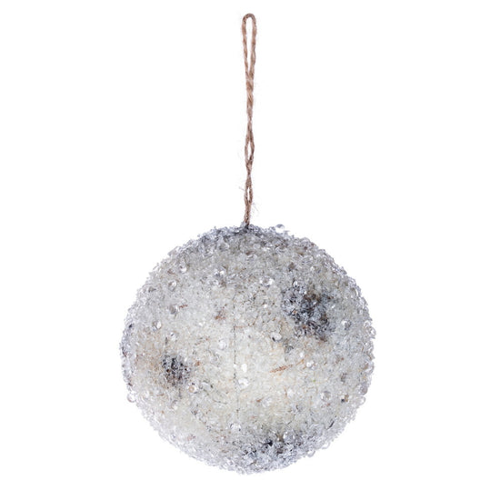 White Icy Birch Ball Ornament - 10cm
