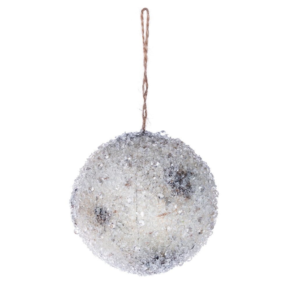 White Icy Birch Ball Ornament - 10cm