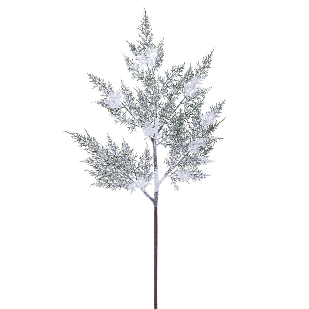 Flocked Snowy Cedar Stem