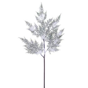 Flocked Snowy Cedar Stem