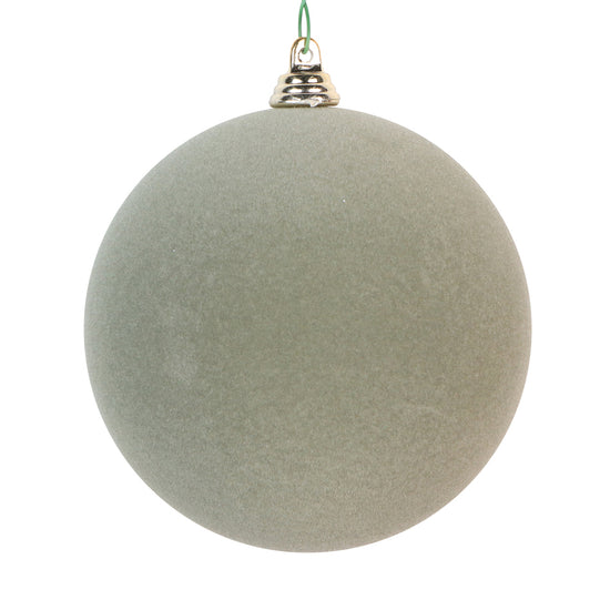 Sage Green Flocked Bauble - Various Sizes