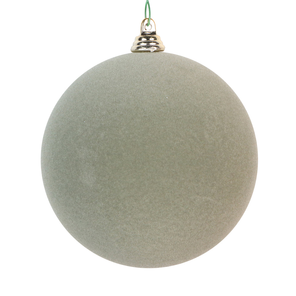 Sage Green Flocked Bauble - Various Sizes