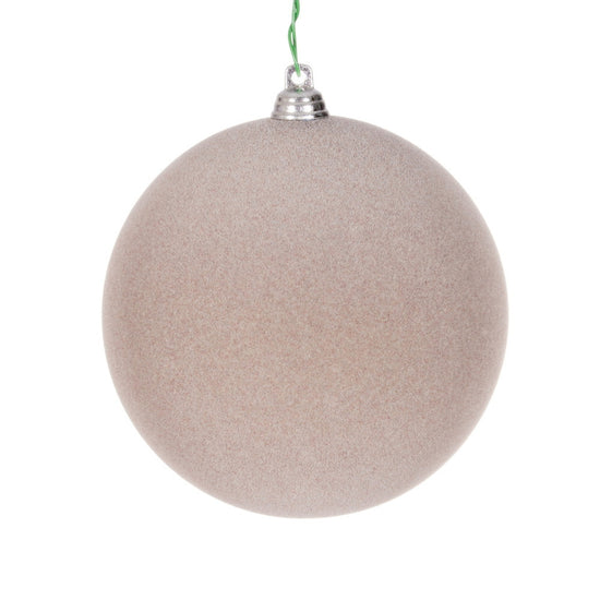 Taupe Flocked Bauble - Various Sizes