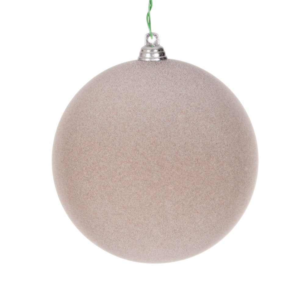 Taupe Flocked Bauble - Various Sizes