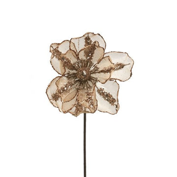 Rose Gold Glitter Finish Organza Magnolia