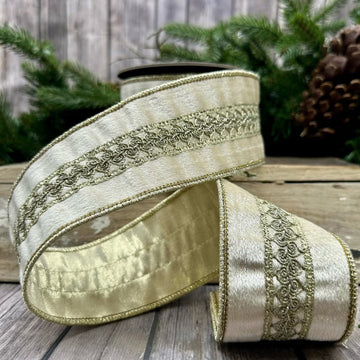 Almond Velvet with Platinum Center Ribbon - My Christmas