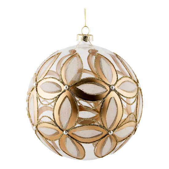 Antique Gold Floral Ball Ornament - 15cm - My Christmas