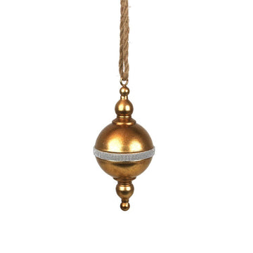 Antique Gold Metal Bell Finial with Diamonte Details - My Christmas