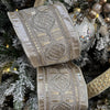 Antique Platinum Metallic Dupion with Sequin Braid Ribbon - My Christmas