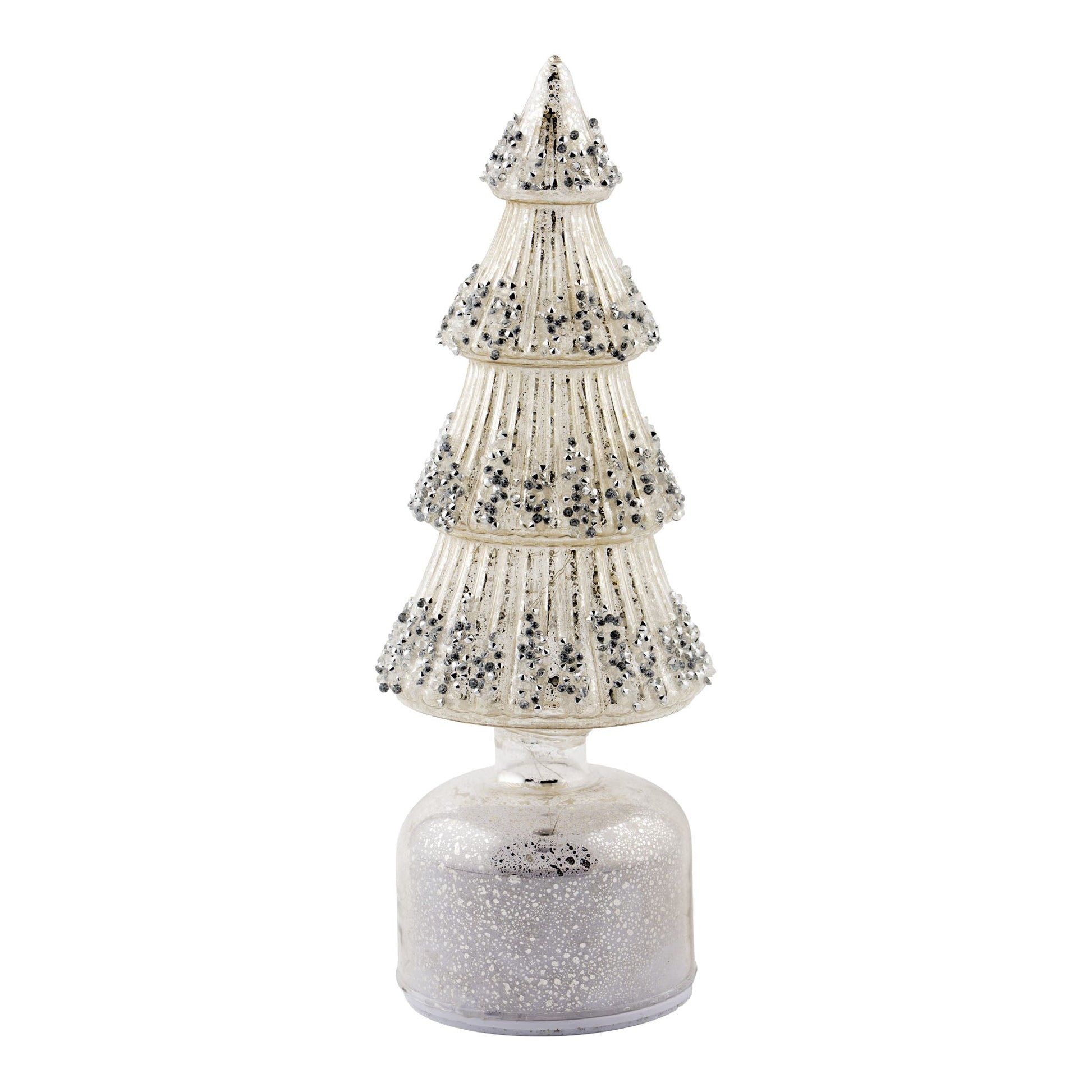 Antique Silver Glass LED Tree - 30cm - My Christmas