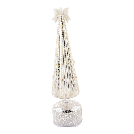 Antique Silver Glass LED Tree - 36cm - My Christmas