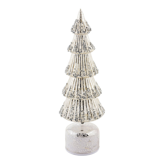 Antique Silver Glass LED Tree - 37cm - My Christmas