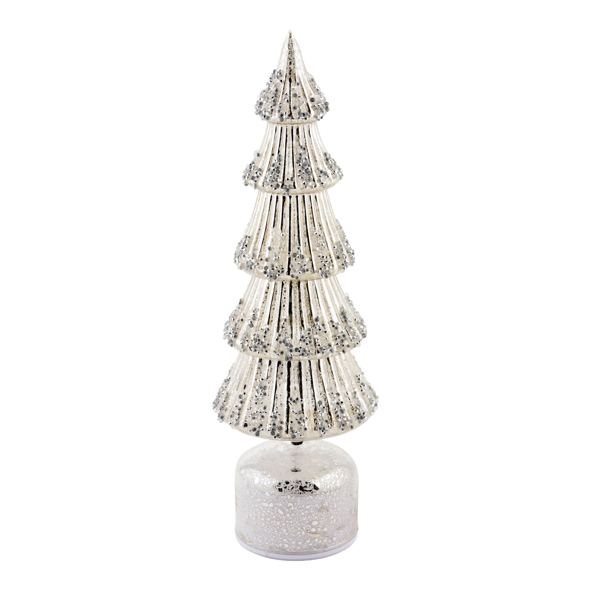 Antique Silver Glass LED Tree - 37cm - My Christmas