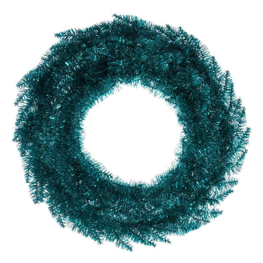 Aqua Tinsel Fir Wreath - 60cm - My Christmas