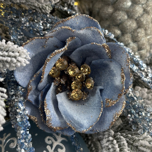 Arctic Blue Mini Magnolia with Clip - My Christmas