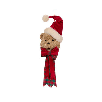 Baba Tartan Teddy Face Hanging - My Christmas