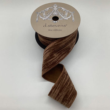 Bark Brown Vintage Velvet Ribbon with Satin Back - My Christmas