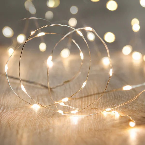 Battery Operated 40 Micro LED String Lights with Timer - Warm White - My Christmas