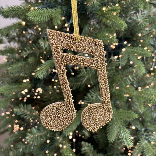 Beaded Gold Music Note Ornament - My Christmas