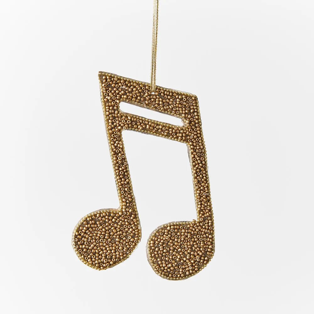 Beaded Gold Music Note Ornament - My Christmas