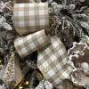 Beige and Ivory Check Ribbon - My Christmas