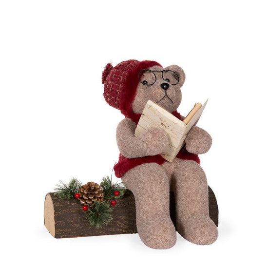 Berry Reading Papa Bear On Log - My Christmas