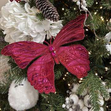 Berry Red Velvet Butterfly Clip - My Christmas