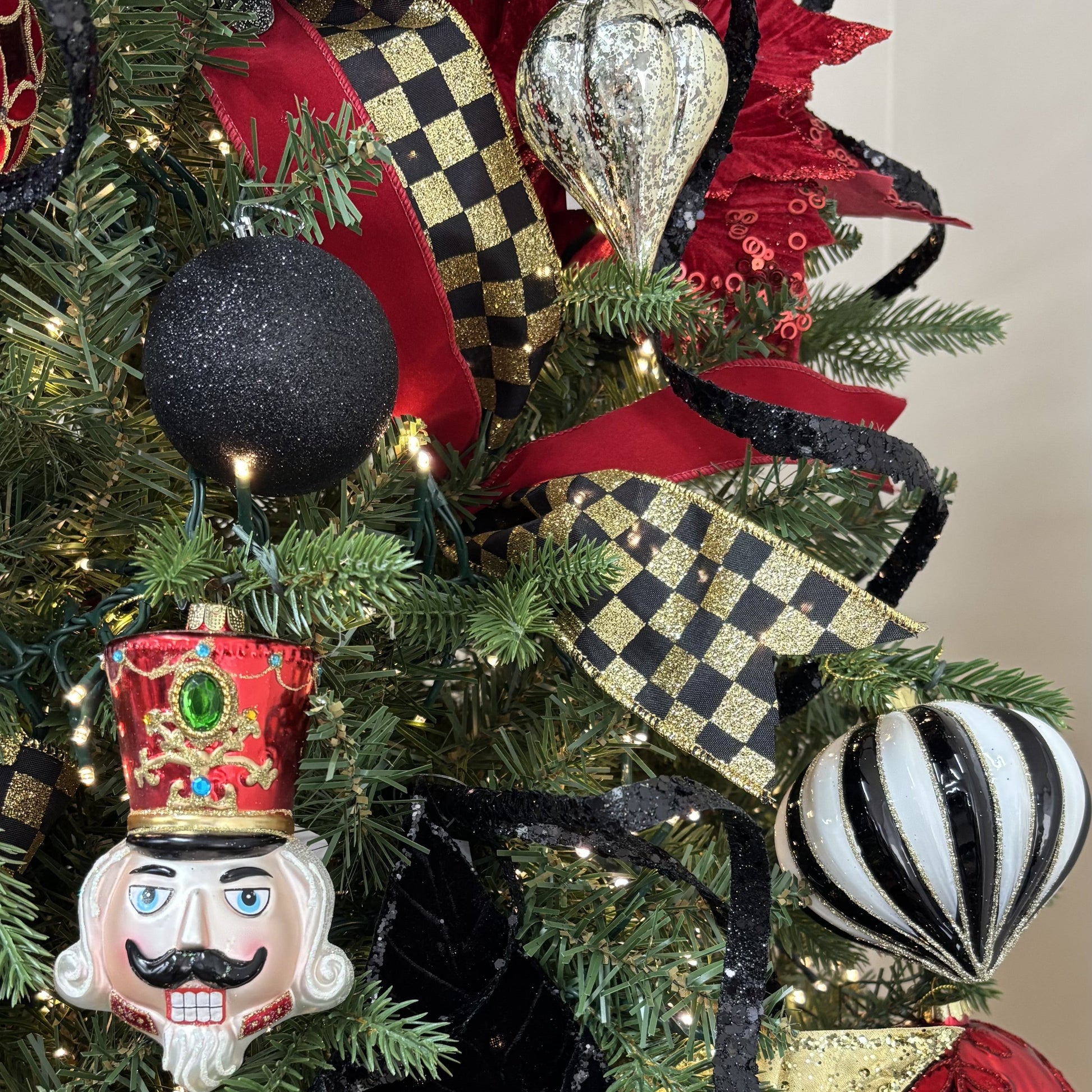 Black and Gold Check Ribbon - My Christmas