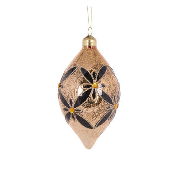 Black and Gold Floral Drop Bauble - My Christmas