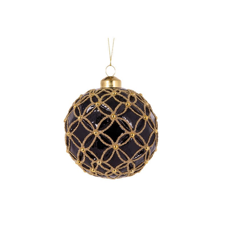 Black and Gold Quilted Pearl Bauble - My Christmas