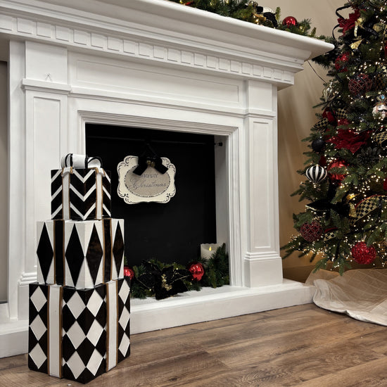 Black and White Harlequin Gift Stack - My Christmas