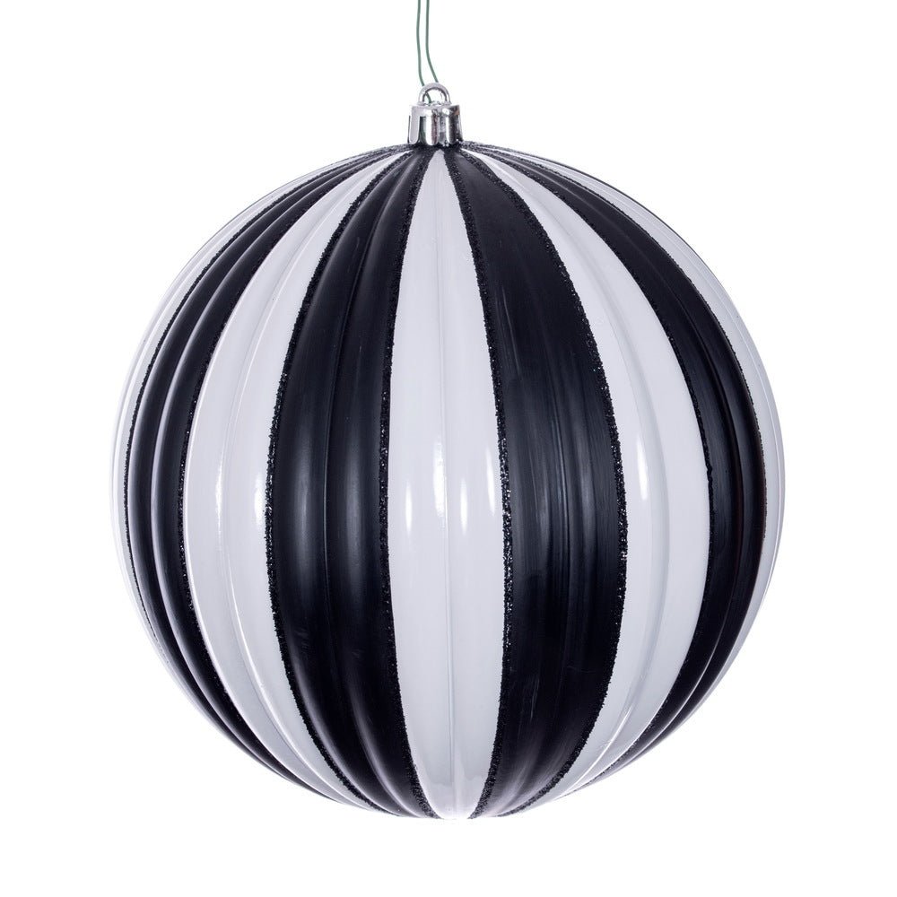 Black and White Stripe Bauble - Various Sizes - My Christmas