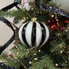 Black and White Stripe Onion Bauble - My Christmas