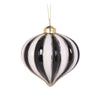 Black and White Stripe Onion Bauble - My Christmas