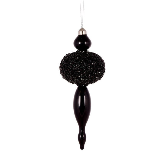 Black Beaded Round Finial - My Christmas