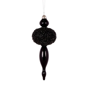 Black Beaded Round Finial - My Christmas