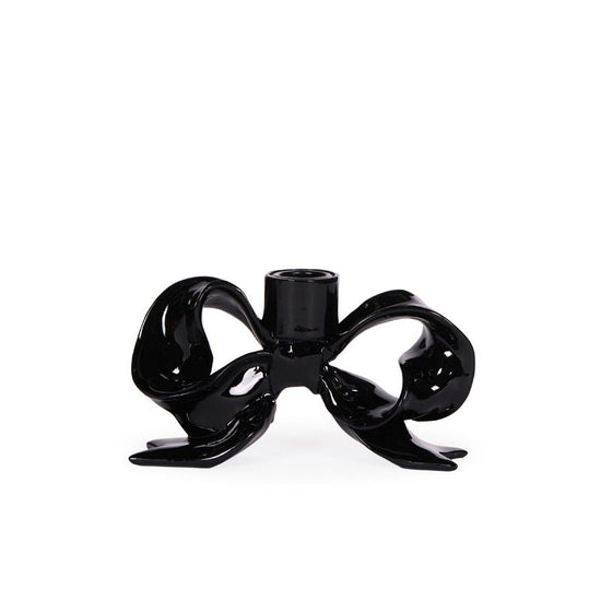 Black Bow Candle Holder - My Christmas