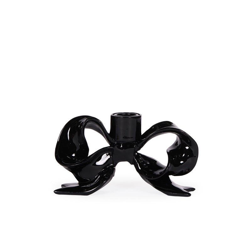 Black Bow Candle Holder - My Christmas
