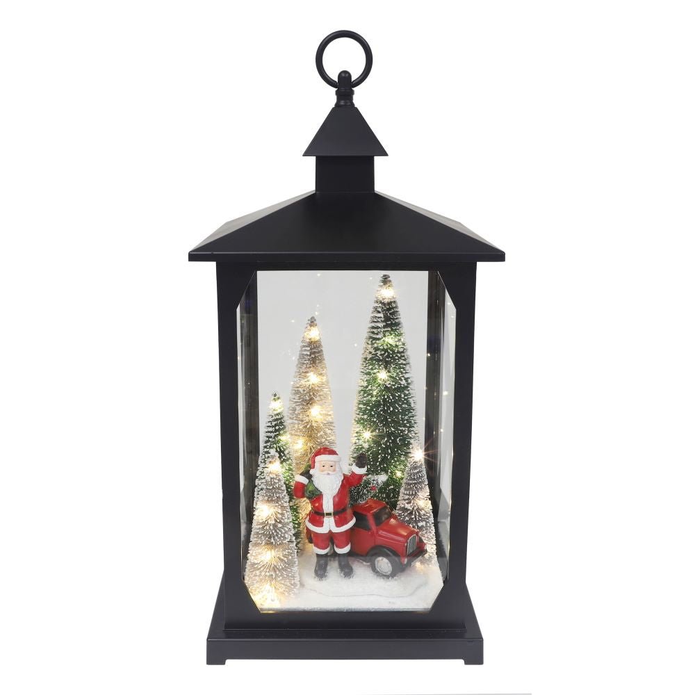 Black LED Lantern with Santa - My Christmas