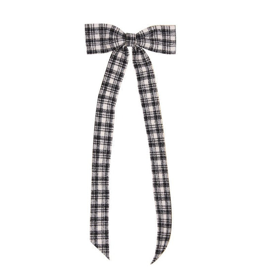 Black Plaid Long Bow - My Christmas