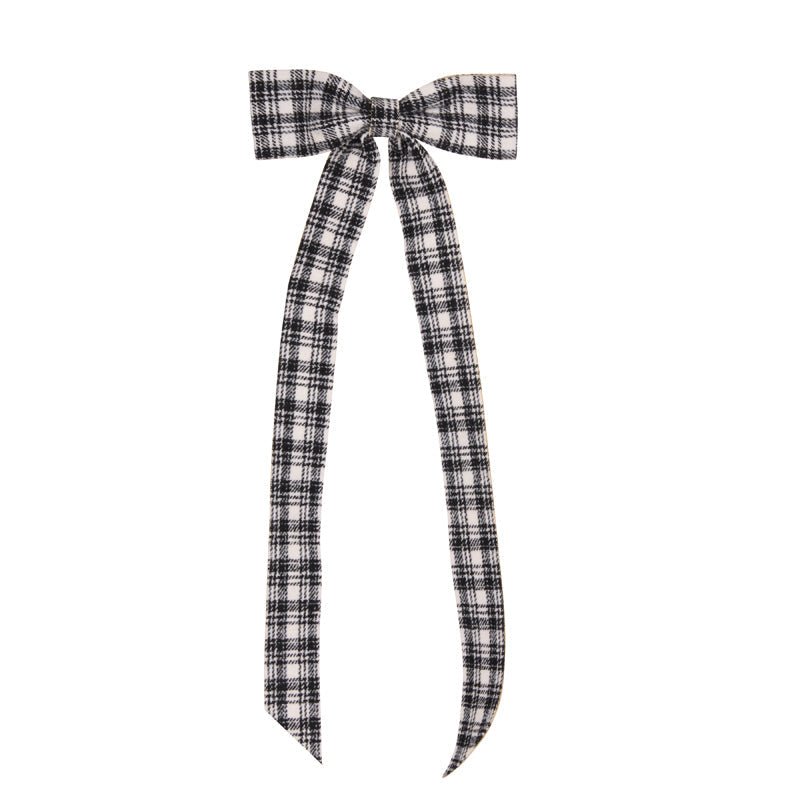 Black Plaid Long Bow - My Christmas