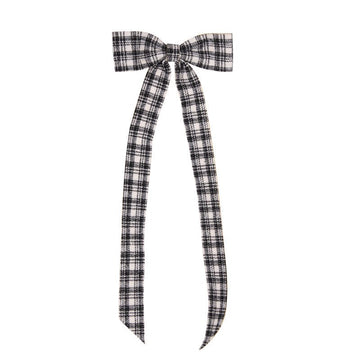 Black Plaid Long Bow - My Christmas